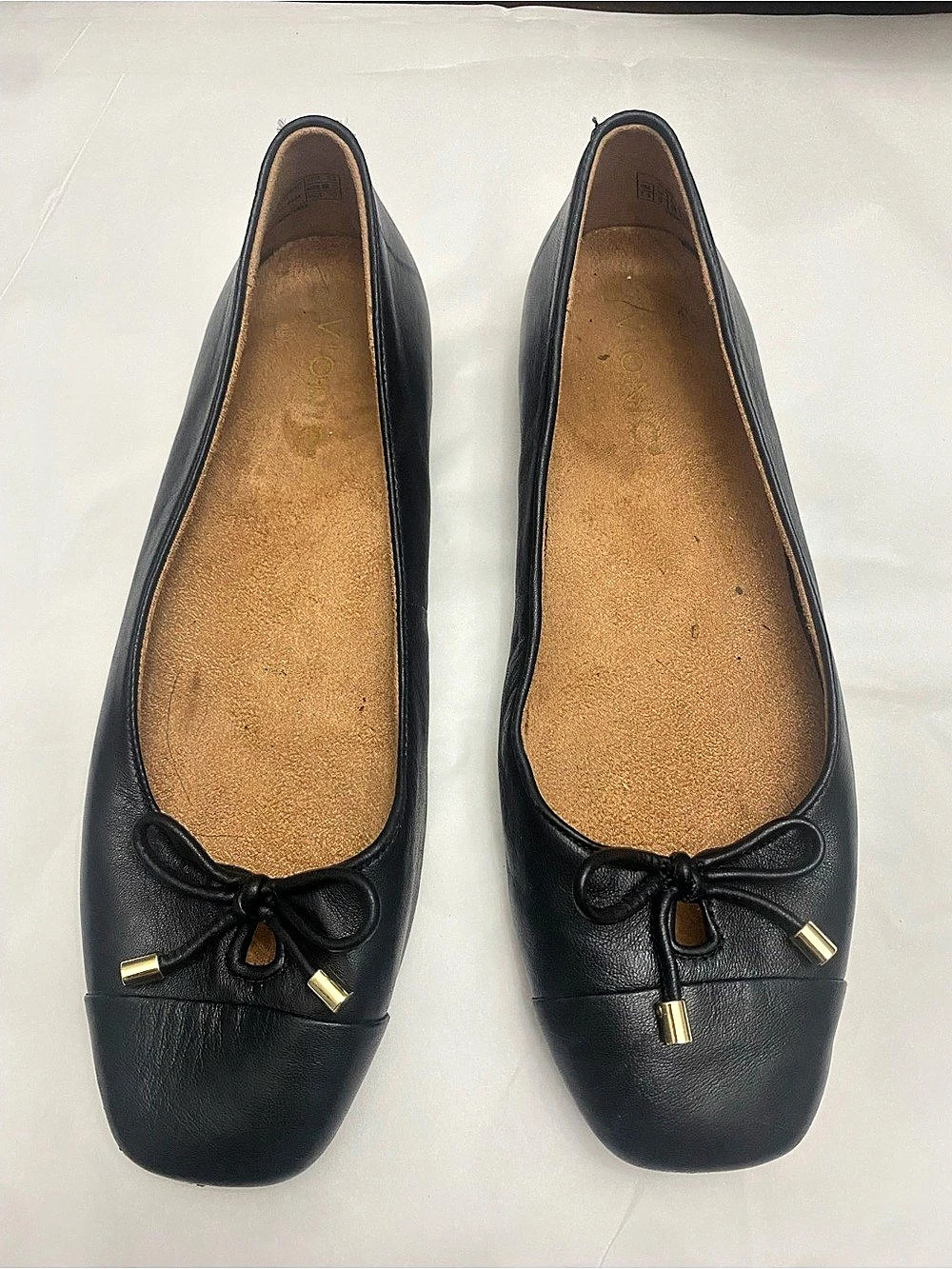 Vionic Klara Ballet Flat Black Leather Bow Flats Size US 7.5